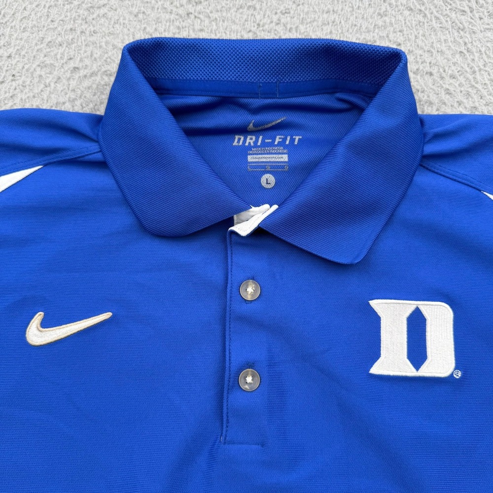 Duke Blue Devils Nike Polo Golf Shirt Mens Large Blue Dri-FIT Elite NCAA